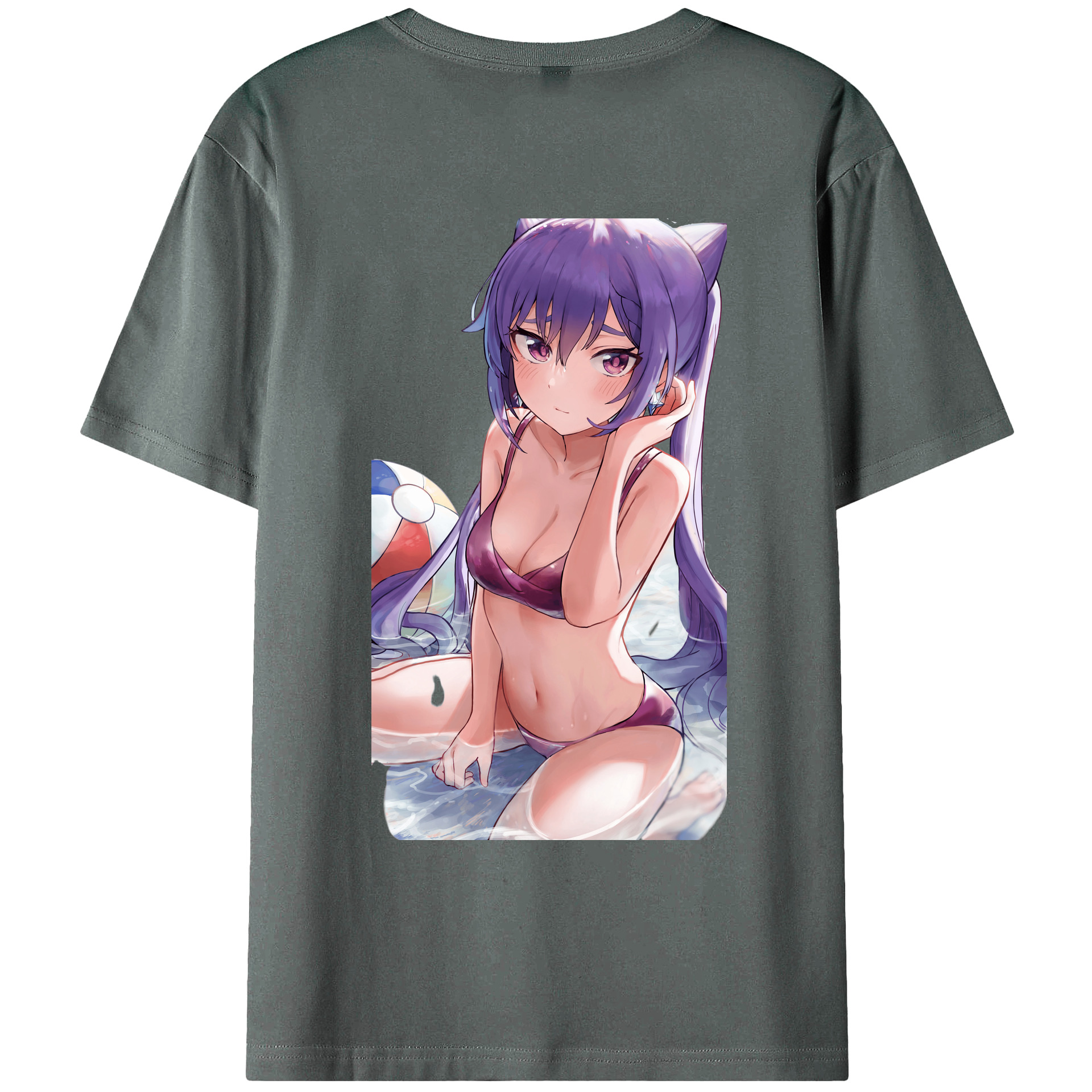 げんし神 刻晴 こくせい genshin Kokusei 綿100％ メンズ半袖Tシャツ（バックプリント） 通気性